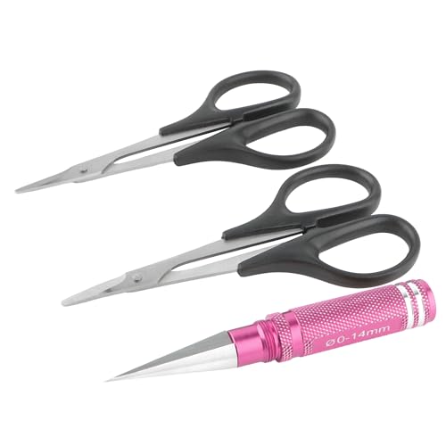 RC Body Reamer 0-14mm Hole Puncher with Sleeve & Curved & Straight Scissors & 8 Pieces Body Clips Set Cars Body Mounting for RC Vehicle Truck Plastic Body Shell Cover Repair Tools (Purple) - color: Purple