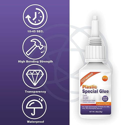 30g Plastic Glue, Instant Super Glue for Plastic | Fast Dry Strong Plastic Adhesive for Acrylic, Model, DIY Crafts, Tube, PVC, Vinyl, ABS, PBT, PS, PA, PC, PM, MA, Nylon - size: Plastic Glue