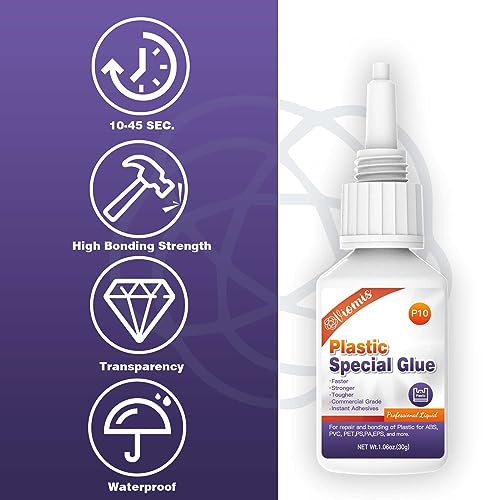 30g Plastic Glue, Instant Super Glue for Plastic | Fast Dry Strong Plastic Adhesive for Acrylic, Model, DIY Crafts, Tube, PVC, Vinyl, ABS, PBT, PS, PA, PC, PM, MA, Nylon - size: Plastic Glue