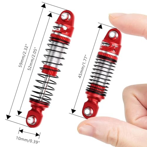 RC Car Shock Absorbers Compatible with TRX4M 1/18 RC Crawler Car Upgrade Parts Replacement Accessories 4PCS 52mm Aluminum Front Rear Shocks Absorbers(Red) - color: Red