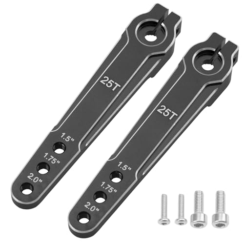 2Pcs ShareGoo Aluminum 2.0inch 25T Servo Arm Horn Long Steering Servo Arms Compatible with Futaba Savox Xcore HL HSP HD Power Rc Servos for RC Airplanes RC Plane Car (Black) - color: Black