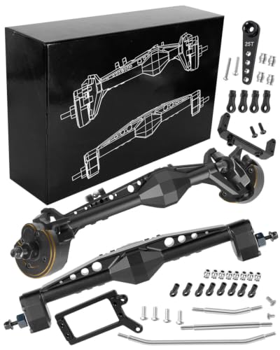 RC Upgrades Part Portal Axles for 1/10 DIY SCX10 SCX10 II,Capra 1.9 UTB 4X4 4WD,RCYouHott 1/10 Capra 1.9 UTB & SCX10 RC Crawler Car Aluminum Front Rear Axle,Black - color: Black-(upgrades Part）