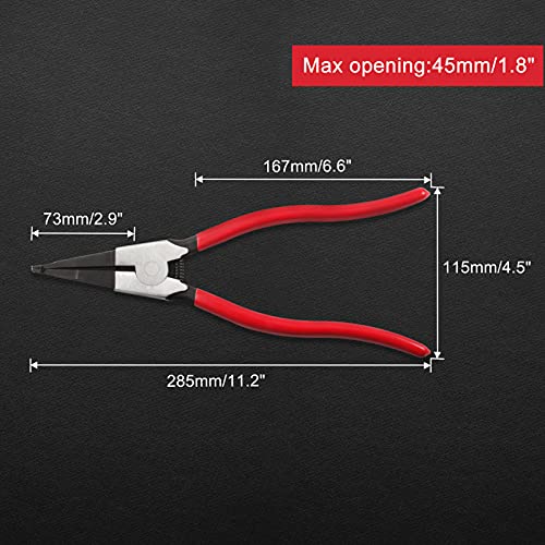 11-Inch Lock Ring Pliers Flat Snap Ring Pliers Angle Tip | Special Circlip Pliers, For Removing Installing Locking Rings, For Transmission Transfer Cases, Retaining Ring Pliers - size: 11"