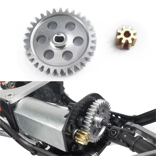 RC Car Accessories Compatible with Axial for SCX24 1/24 RC Crawler Car Truck Parts Aluminum Alloy 32T 8T Transmission Gearbox Gears and Motor Gear Set