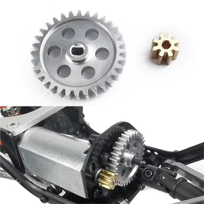RC Car Accessories Compatible with Axial for SCX24 1/24 RC Crawler Car Truck Parts Aluminum Alloy 32T 8T Transmission Gearbox Gears and Motor Gear Set