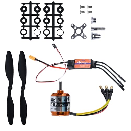 D2836 1100KV High Thrust Fixed Wing RC Airplane Kit | Brushless Motor, 40A BLHeli_S ESC with 5V/3A UBEC, 1045 Propeller, For Trainer, FPV and Sport Aircraft