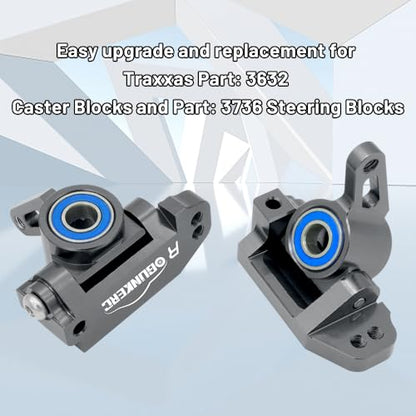 OGRC Caster Block Steering Blocks, Stub Axle Carriers for 1/10 Slash 2WD | Aluminum Front Caster Block&Steering Blocks and Rear Stub Axle Carriers for 1/10 Traxxas slash 2WD #3632 3736 3752 (Titanium) - color: Titanium
