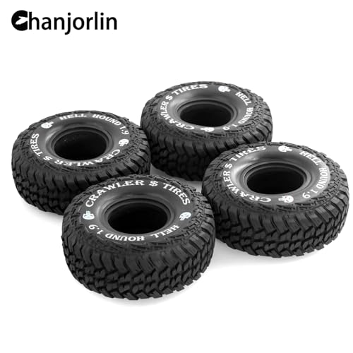 1.9 RC Tires 1/10 Soft Rubber All Terrain Crawler Tyres OD 4.65 for 1:10 Rock Mud Crawler Car Traxxas TRX4 Axial SCX10 II RC4WD D90 TF2 Tamiya CC01 Gen8 1.9 inch Beadlock Wheels Rims