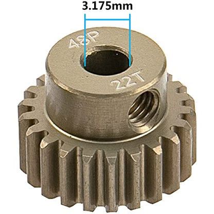 ShareGoo 7075 Aluminum Alloy 48P 3.175mm Pinion Gear Sets 18T 19T 20T 21T 22T Motor Gears Fit 3.175mm (1/8-Inch) Shaft Compatible with HPI Losi Axial Traxxas Tamiya 1/10 RC Car,5Pack