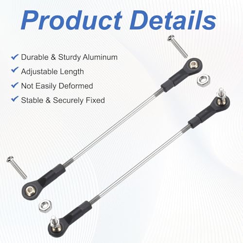 MECCANIXITY 2Pcs Adjustable Turnbuckles Camber Link, 119-129mm Turnbuckle Rod Steering Servo Linkage with M3 Ball Head Rod Ends for RC Car Replace Parts - size: 119-129mm