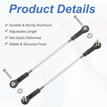 MECCANIXITY 2Pcs Adjustable Turnbuckles Camber Link, 119-129mm Turnbuckle Rod Steering Servo Linkage with M3 Ball Head Rod Ends for RC Car Replace Parts - size: 119-129mm