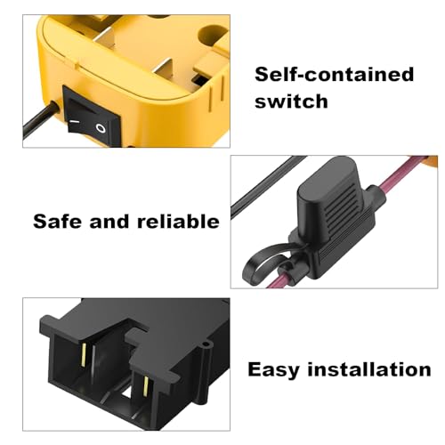 Ranoff Power Wheel Adapter 18V/20V Battery with Fuse & Wire terminals, Wheels Battery Conversion Kit Power Connector for DIY Ride On Truck, RC Car Toys and Robotics - size: for DT