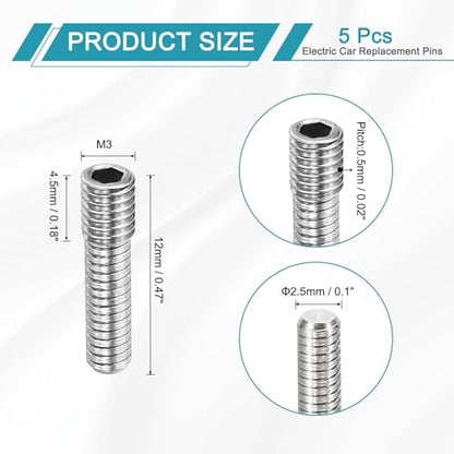 MECCANIXITY 5 Pack Driveshaft Screw Pins, M3x12x4.5mm Universal Stainless Steel Drive Shaft Screw Pins, RC Car Repair Parts for Electric Car/Truck Replacement - size: M3x12x4.5mm