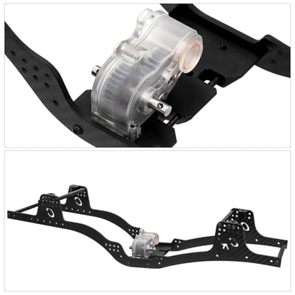 LCG Metal Transmission Gearbox with Motor Gear for SCX10 TRX4 RC4WD Capra 1/10 RC Crawler Upgrade Part (Transparent)