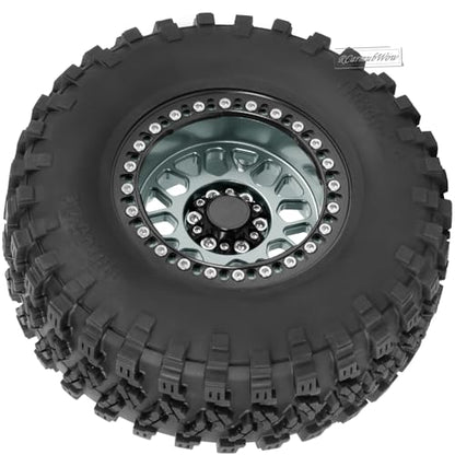 RC 2.2 Beadlock Tires Set 2.2" Wheels and Tires for 1/10 RC Crawler SCX10 AMG 6X6 TRX4 Gen8 Gen7 Pro,Alloy 2.2 RC Rims Rubber Tires,Titanium - color: Titanium(4pcs)