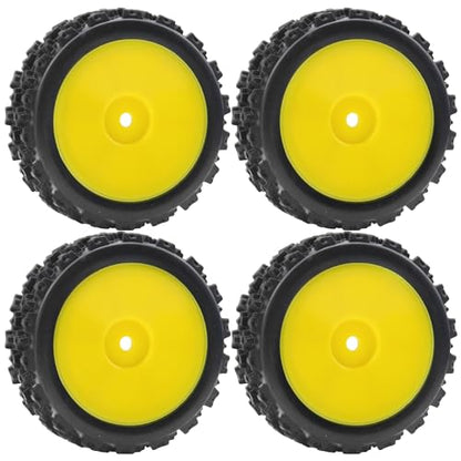ShareGoo 72mm RC 1/10 On Road Rubber Tires & Wheel Rims 12mm Hex Compatible with Tamiya TT01 Kyosho Fazer Mk2 Traxxas 4Tec 2.0 HSP HPI 1/10 RC On Road Racing & Touring Car(Yellow) - color: Yellow
