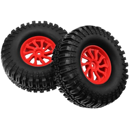 RC 1.9" RC Tires and Wheel Nylon Rims 12mm Hex Hub OD 106mm/4.25" Rubber Tyre 10-Spoke Compatible with 1/10 Axial SCX10 RC4WD D90 Tamiya CC01 TF2 Traxxas TRX4 RC Crawler (Red) - color: Red