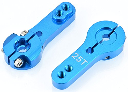 Apex RC Products 25T for Futaba Blue Aluminum Dual Clamping Servo Horn - 2 Pack #8014