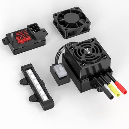 Hosim X27 X25 Upgrade 80A ESC Set with Receiver and LED Light for X25-DT85 and F28-DT80 Replacement Part 1/8 Scale RC Truck X27/X25 Brushless Electronic Speed Controller Spare Parts