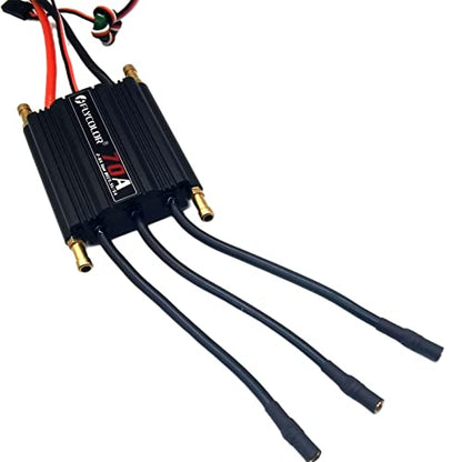 FLYCOLOR 70A Waterproof Brushless ESC Electronic Speed Controller with 5.5V/5A BEC and XT60 3.5mm Banana Head Connector for Model Ship RC Boat