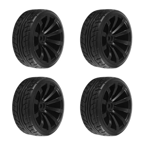 RC Tires Tyres Wheels Compatible with Tamiya for TT01 for TT02 XV01 1/10 RC for Racing Car Hard Plastic 65mm Tires On Road for Touring Drift Car Wheels