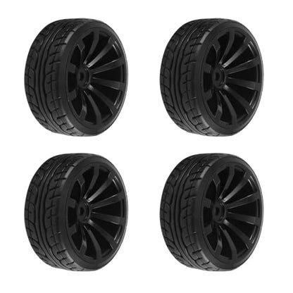 RC Tires Tyres Wheels Compatible with Tamiya for TT01 for TT02 XV01 1/10 RC for Racing Car Hard Plastic 65mm Tires On Road for Touring Drift Car Wheels