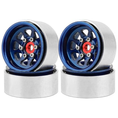 1.0 Beadlock Wheel -3.78mm Offset Wheel Rims for 1/18 1/24 RC Crawler Car Axial AX24 SCX24 FMS FCX24 TRX4M Upgrades (Dark Blue) - color: Dark Blue
