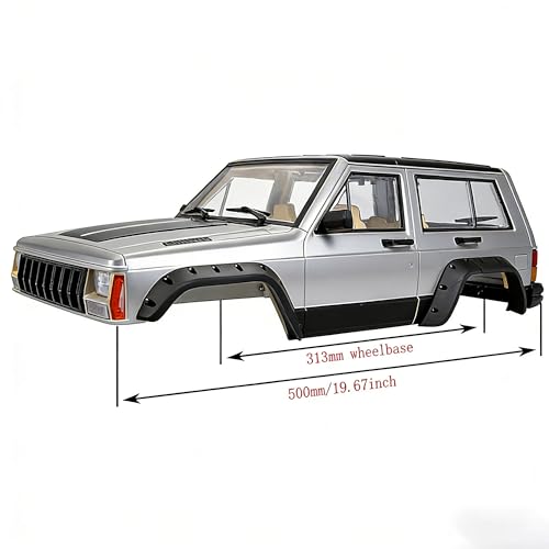1/10 RC Crawler Hard Body Shell, 313mm Cherokee-Style, SCX10/TRX4 (Gray, SUV) - color: Gray
