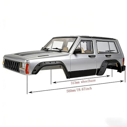 1/10 RC Crawler Hard Body Shell, 313mm Cherokee-Style, SCX10/TRX4 (Gray, SUV) - color: Gray