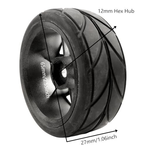 RC 1/10 Scale On Road Tires OD2.55 Rubber Wheel Rims 12mm Hex Compatible with Traxxas 4 Tec 2.0 Tamiya TT01 XV01 Kyosho WR8 Sakura WLtoys HPI Touring Racing Car(Silver) - color: Silver