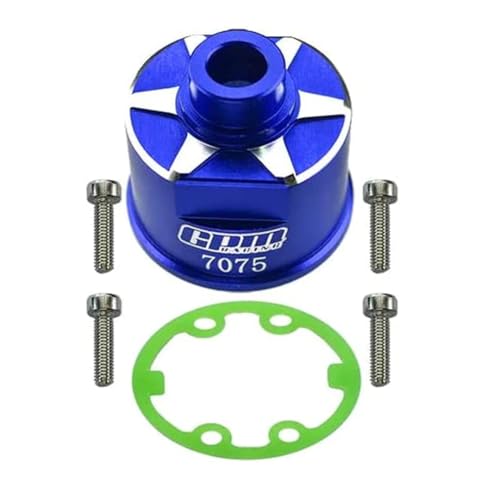 GPM Upgrades Aluminum 7075-T6 Front/Rear Diff Case E-Revo （56087-1） for 1/10 Slash 4X4 RC Car (Blue)