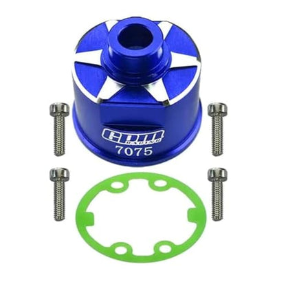 GPM Upgrades Aluminum 7075-T6 Front/Rear Diff Case E-Revo （56087-1） for 1/10 Slash 4X4 RC Car (Blue)