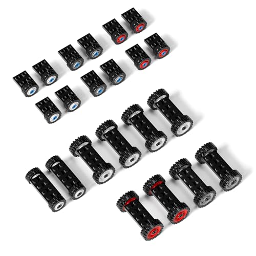 Wheels and Axles Sets Tires Building Kit, Compatible with Lego Wheels and Axles, 98 Pcs Car Parts and Classic Pieces Accessories, Bulk Bricks Sets Education Construction Toys