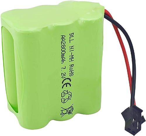 2PCS AA 7.2V 2800mAh Ni-MH High Capacity Battery with SM-2P Plug and 2PCS USB Charging Cable for Toy Tank Engineering, Flat Semi-Trailer Trucks, RC Cars Spare Batteries Pack