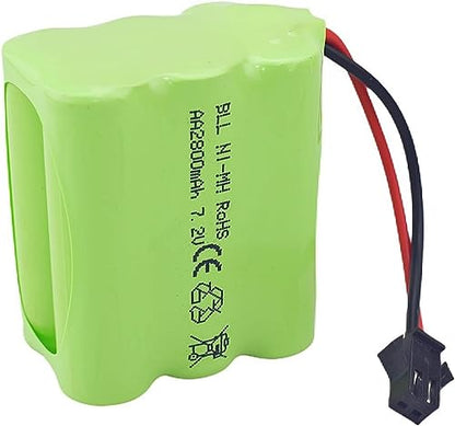 2PCS AA 7.2V 2800mAh Ni-MH High Capacity Battery with SM-2P Plug and 2PCS USB Charging Cable for Toy Tank Engineering, Flat Semi-Trailer Trucks, RC Cars Spare Batteries Pack