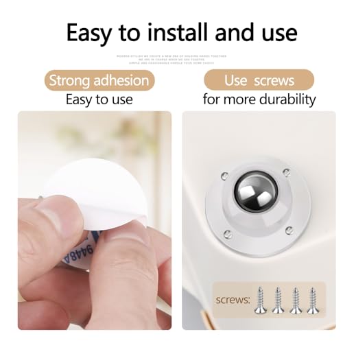 Self Adhesive Caster Wheels for Furniture,Storage Box,Trash Can,PC Stainless Steel Universal Pulley 360 Degree Rotating Adhesive Caster Wheels 0.8 Inch Low Profile Swivel Wheels White 4 Pack - style: White【0.8 inch】
