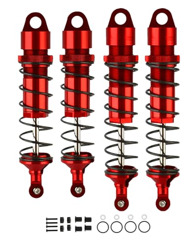 Front Rear RC Shock Upgrades Part for 1/8 Sledge 4WD #95076-4, 4PCS Full Aluminum Big Bore RC Shocks Hops Up for Sledge Monster Truck,Red - color: Red