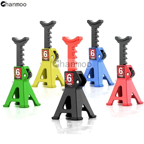 1/24 RC Toy Jack Stands, Green, 4 PCS | 1/18 Simulation, 6 Ton Metal Adjustable Mini Jacks, For 1:18 1:24 Scale Crawler Car - color: Green