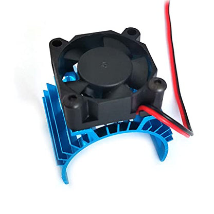 DEVMO Alloy Heat Sink Heatsink with 5V Cooling Fan for 1/10 Car 540 550 3650 Size Brushless Engine Motor Remote Control Car Truck Buggy Crawler Blue