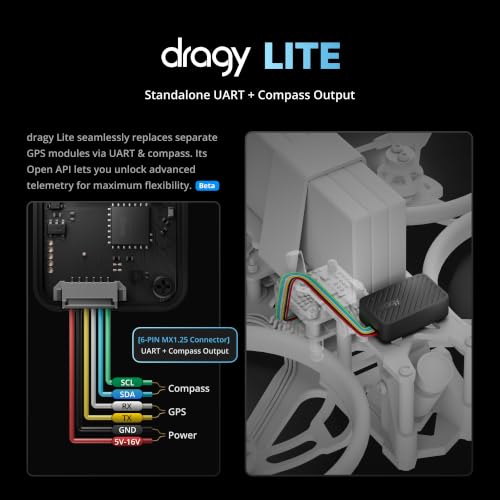 All-New dragy Lite — Ultra-Light GPS Lap Timer for RC Cars & FPV Drones | High-Precision 25Hz GPS Module with UART/Compass Output | RaceChrono Compatible | 6.5H Battery Life