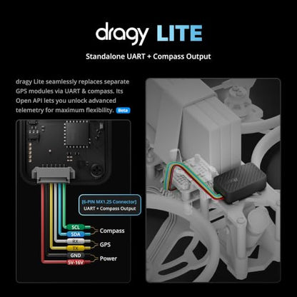 All-New dragy Lite — Ultra-Light GPS Lap Timer for RC Cars & FPV Drones | High-Precision 25Hz GPS Module with UART/Compass Output | RaceChrono Compatible | 6.5H Battery Life