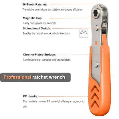 Right Angle Screwdriver 24 in 1 Ratchet Screwdriver Set | Cr-V Steel, Mini Ratchet Wrench for Tight Spaces, Ideal for Bike Repair & DIY Projects - style: 24pcs Ratchet Screwdriver