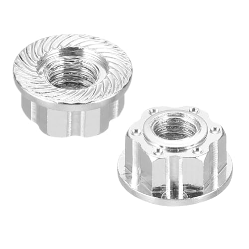 MECCANIXITY Hexagonal Nuts Aluminum M4 RC Wheel Carving Hex Nuts Dustproof Anti-Skid Mount Cap for 1/10 RC Model Car Trucks Off Road Car Upgraded Parts Pack of 2(Silver) - color: Silver