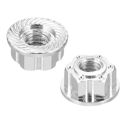 MECCANIXITY Hexagonal Nuts Aluminum M4 RC Wheel Carving Hex Nuts Dustproof Anti-Skid Mount Cap for 1/10 RC Model Car Trucks Off Road Car Upgraded Parts Pack of 2(Silver) - color: Silver