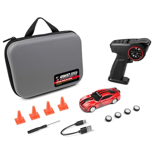 GoolRC WLtoys K4308 RC Drift Car,1:43 Scale Remote Control Car, 4WD Full Proportional Mini RC Cars with Gyroscope, LED Lights, High Speed Racing Vehicle for Adults (Red) - color: Red