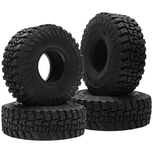 ShareGoo 4Pcs RC 1.9 Crawler Tires 1.9inch Rubber Tire 120x44mm w/Foam Inserts Compatible with Axial SCX10 II III Traxxas TRX4 Redcat Gen8 Gen7 1/10 RC Crawler Car (Style 1) - style: Style 1