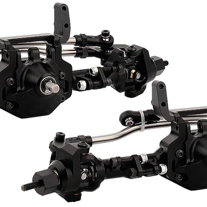 CNC Metal Front and Rear Straight Complete Axle for 1/10 Axial SCX10 II 90046 90047 RC Crawler Car New Upgrade Parts (Black) - color: Black
