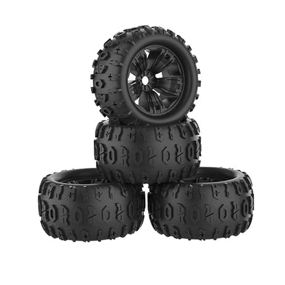 17mm Hex RC Wheels and Tires 4PCS RC Truck Buggy 3.8 Tires Wheels for 1/8 1/10 Scale Arrma Kraton Notorious Outcast Typhon 6S 4S 3S Traxxas Maxx T Maxx Sledge Revo 3.3 Tires Wheels Preglued