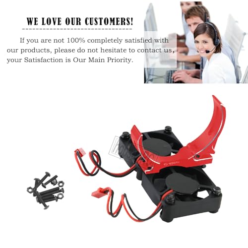 Motor Cooling Fan with 47-49mm Adjustable Mount Upgrades Part for 1/8 1/5 Infraction,Felony,Limitless,4985 1717 Motor,Aluminum 4010 High Speed Cooling Dual Fans 15000 RPM Heatsink,Red - color: Red/Cooling Fan