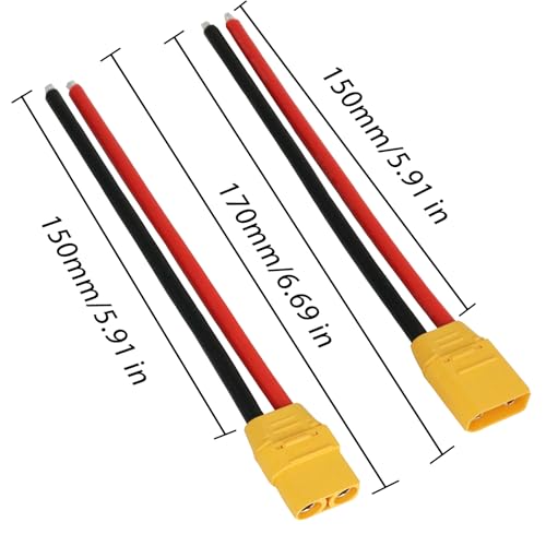 XT90 Connector Plug Cable - 5 Pairs Female and Male XT90H Extension Cables with 10AWG 150mm Silicon Wire Cables for RC Lipo Battery Connectors Drone Car Boat (XT90 Connector 10AWG 150mm) - style: XT90 Connector 10AWG 150mm